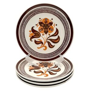American Ironstone Starfire Dinner Plates Set of Four Retro 70s Vintage